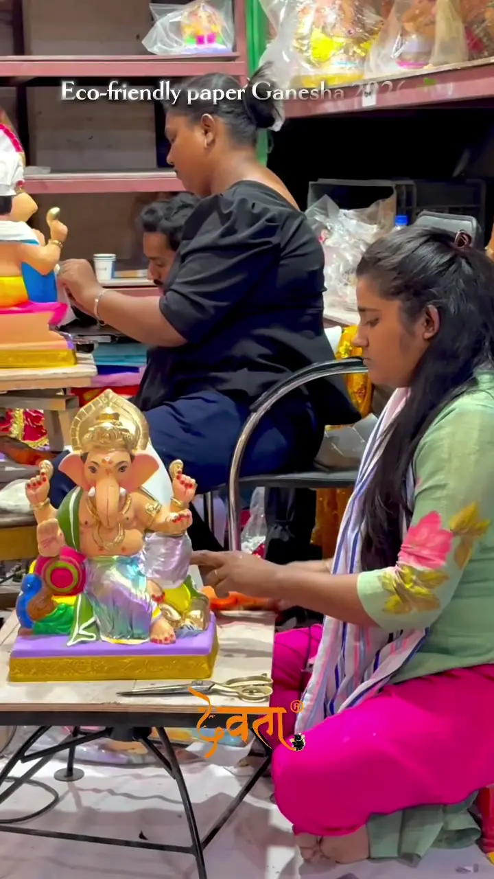 Finishing workflow at Devta's eco-Ganpati production unit