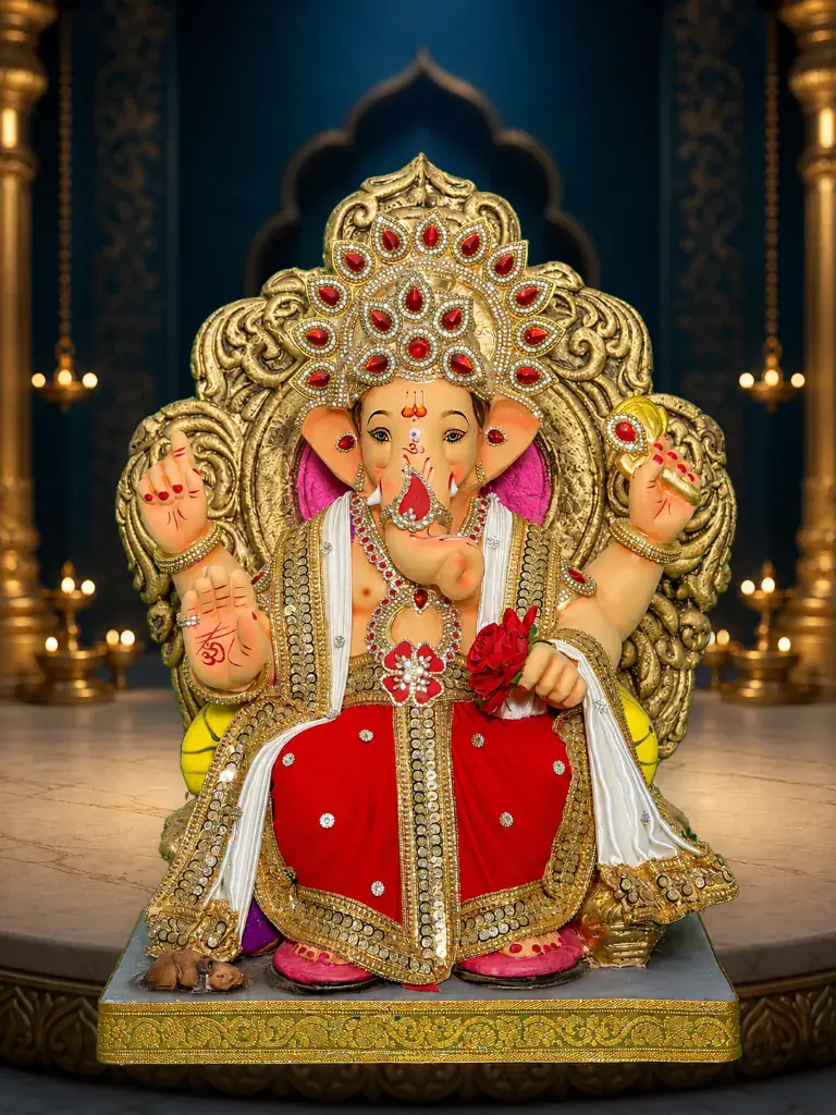Lalbaugcha Raja — 24 inch eco-friendly pure paper mache Ganpati murti