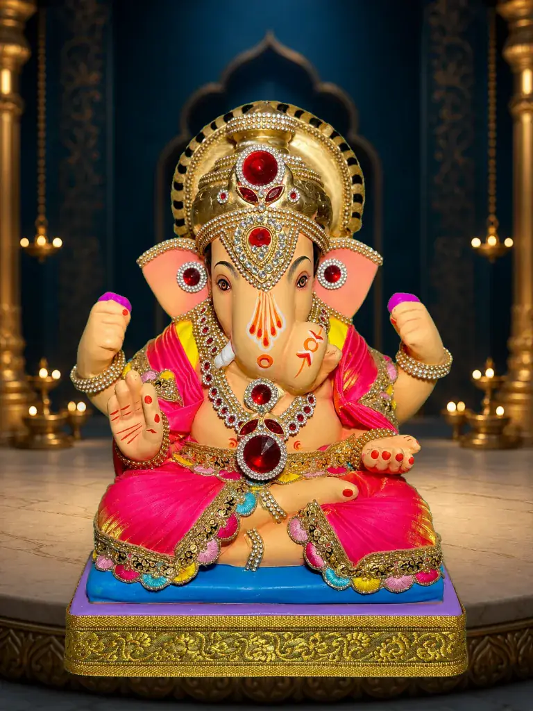 Dagdusheth Halwai — 15 inch eco-friendly Shadu clay and paper mache Ganpati murti