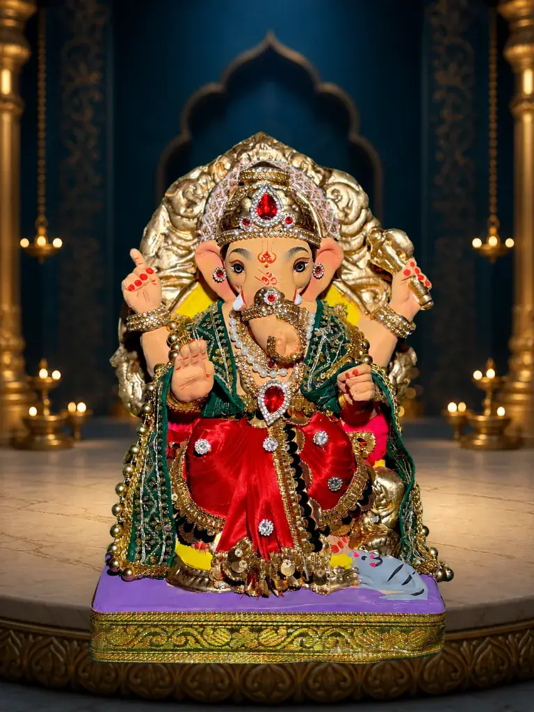 Lalbaugcha Raja — 12 inch eco-friendly Shadu clay and paper mache Ganpati murti